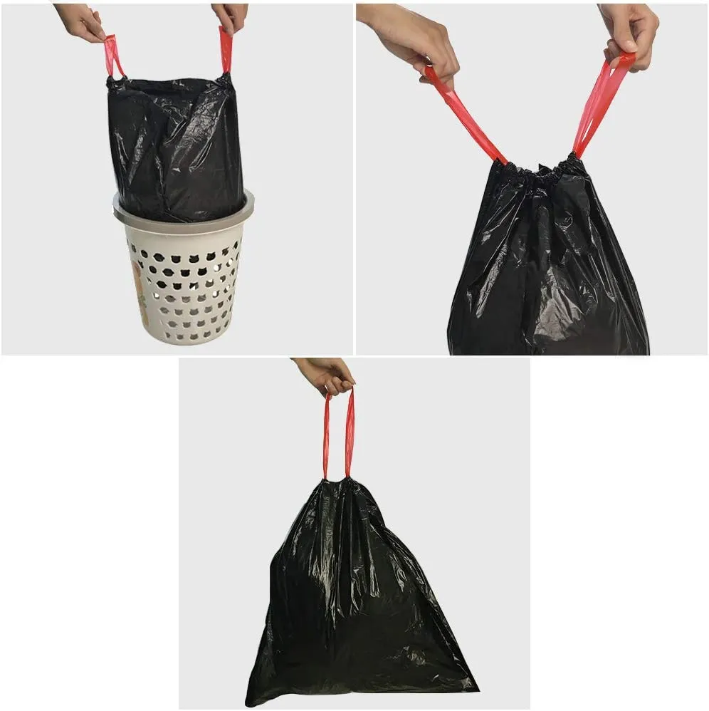 120 Pcs 45 x 50 cm Drawstring Trash Bags-Black