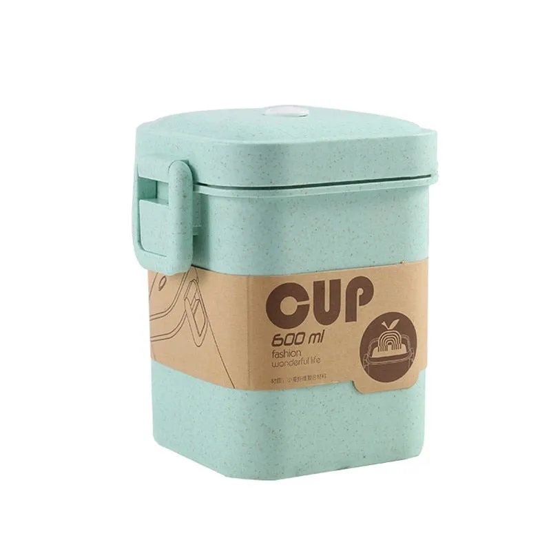 3 Layers Lunch Box Microwavable Japanese Bento Food Container Eco-Friendly Wheat Straw 900ml Lunchbox