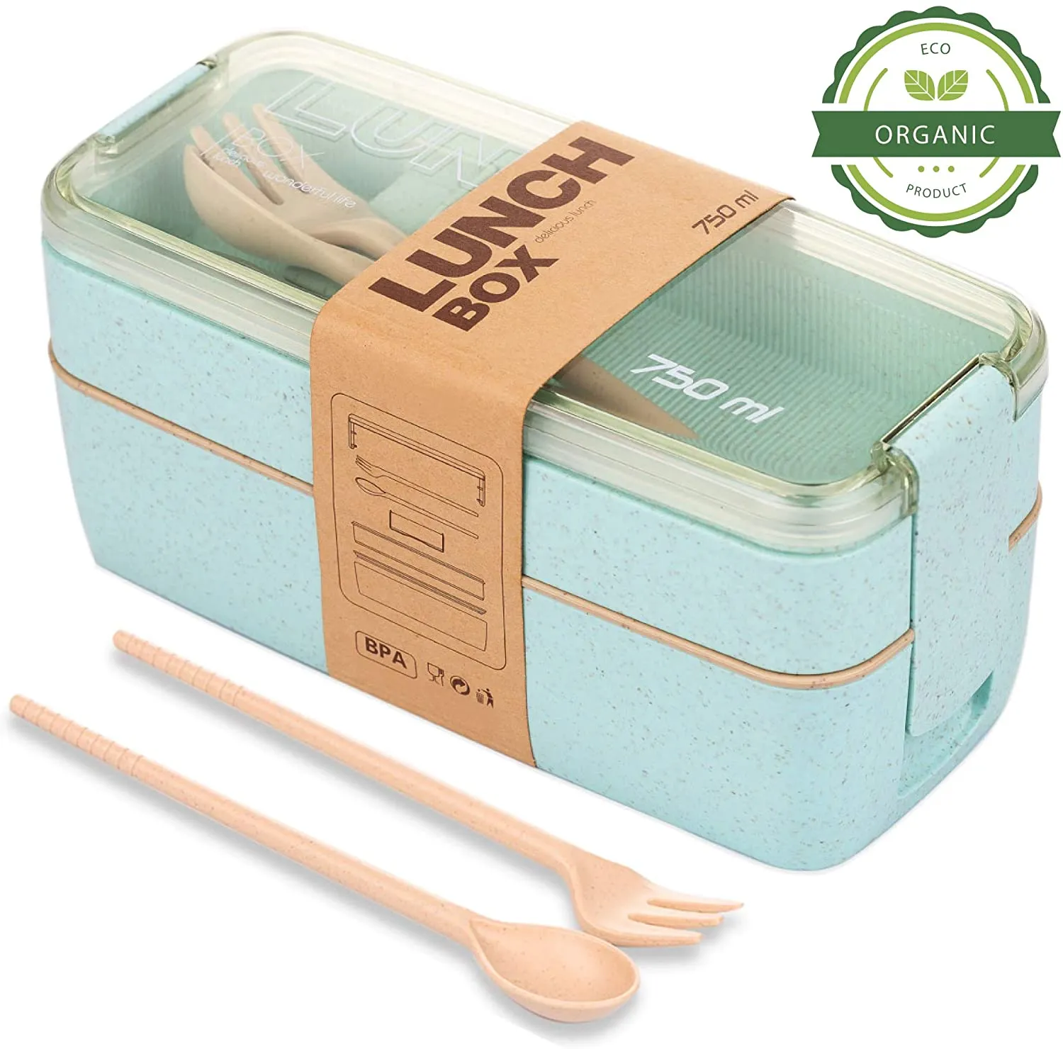 3 Layers Lunch Box Microwavable Japanese Bento Food Container Eco-Friendly Wheat Straw 900ml Lunchbox