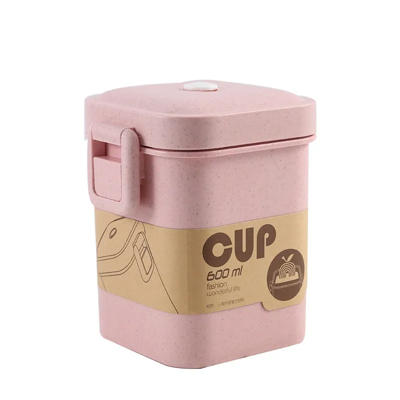 3 Layers Lunch Box Microwavable Japanese Bento Food Container Eco-Friendly Wheat Straw 900ml Lunchbox