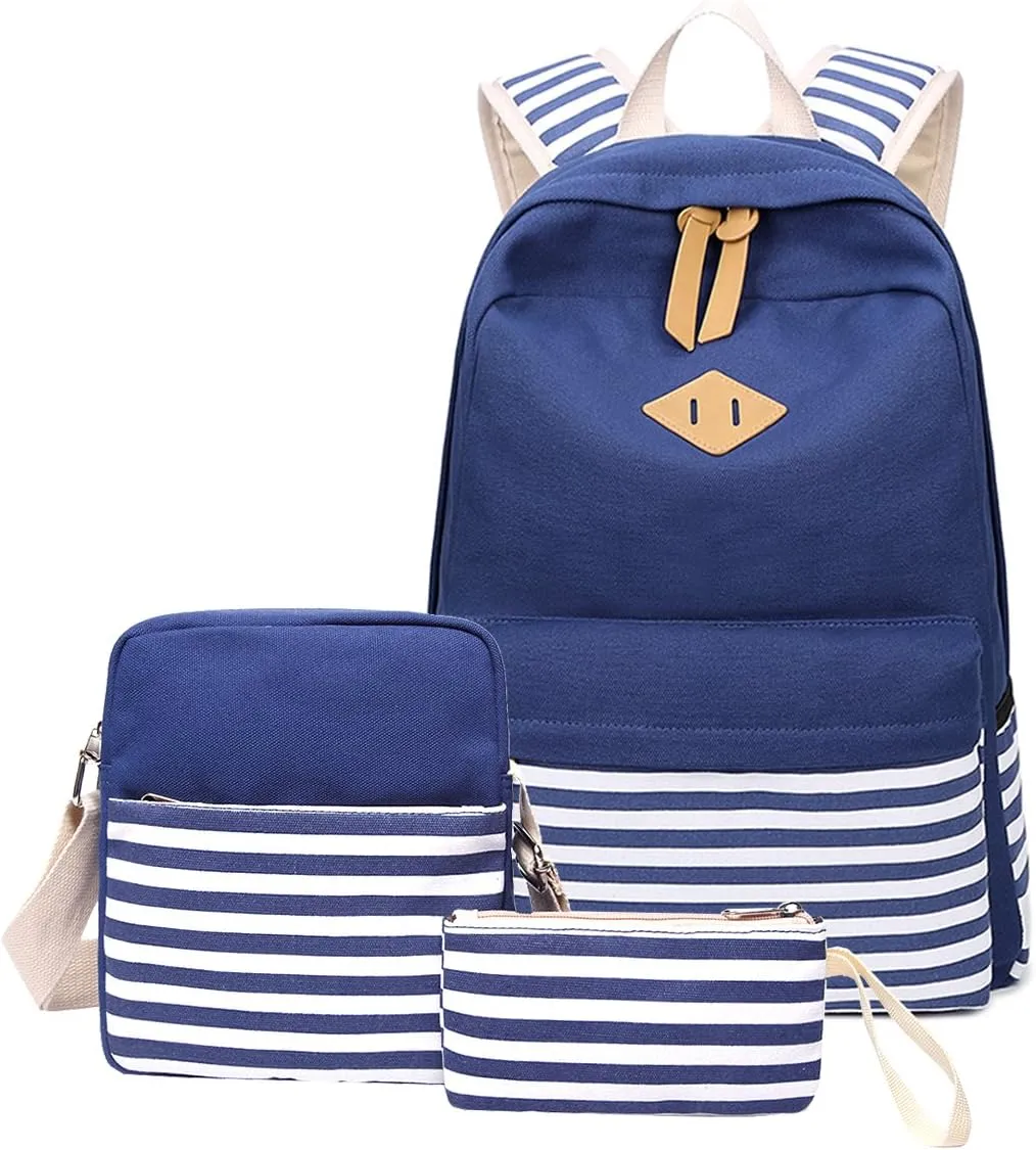Abshoo Causal Canvas Stripe Backpack Cute Teen Backpacks For Girls School Bag