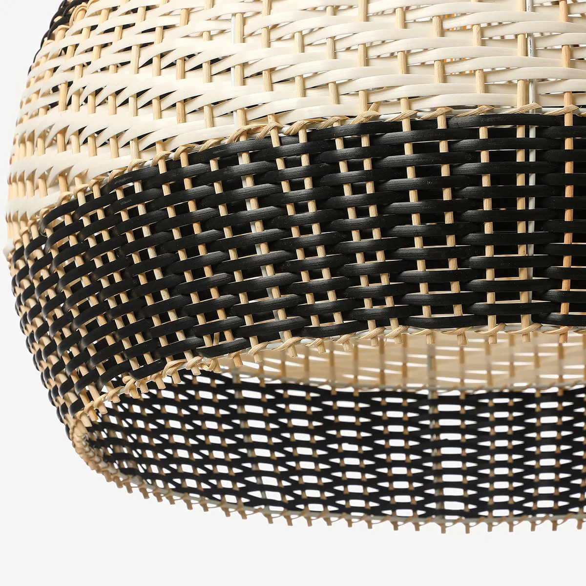 Black & White Lampshade Rattan Pendant Light
