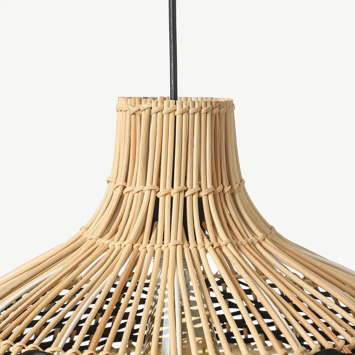 Black & White Lampshade Rattan Pendant Light