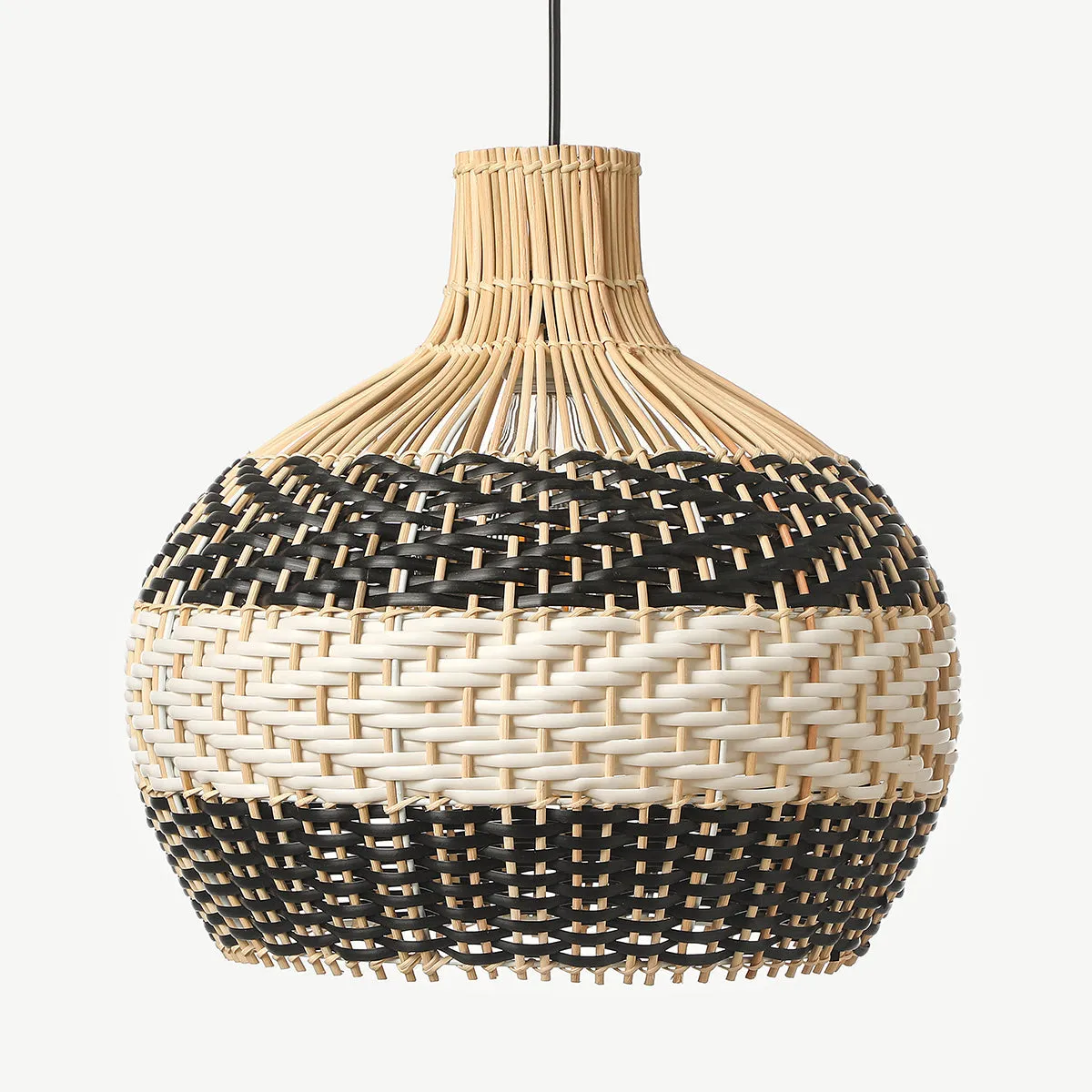 Black & White Lampshade Rattan Pendant Light