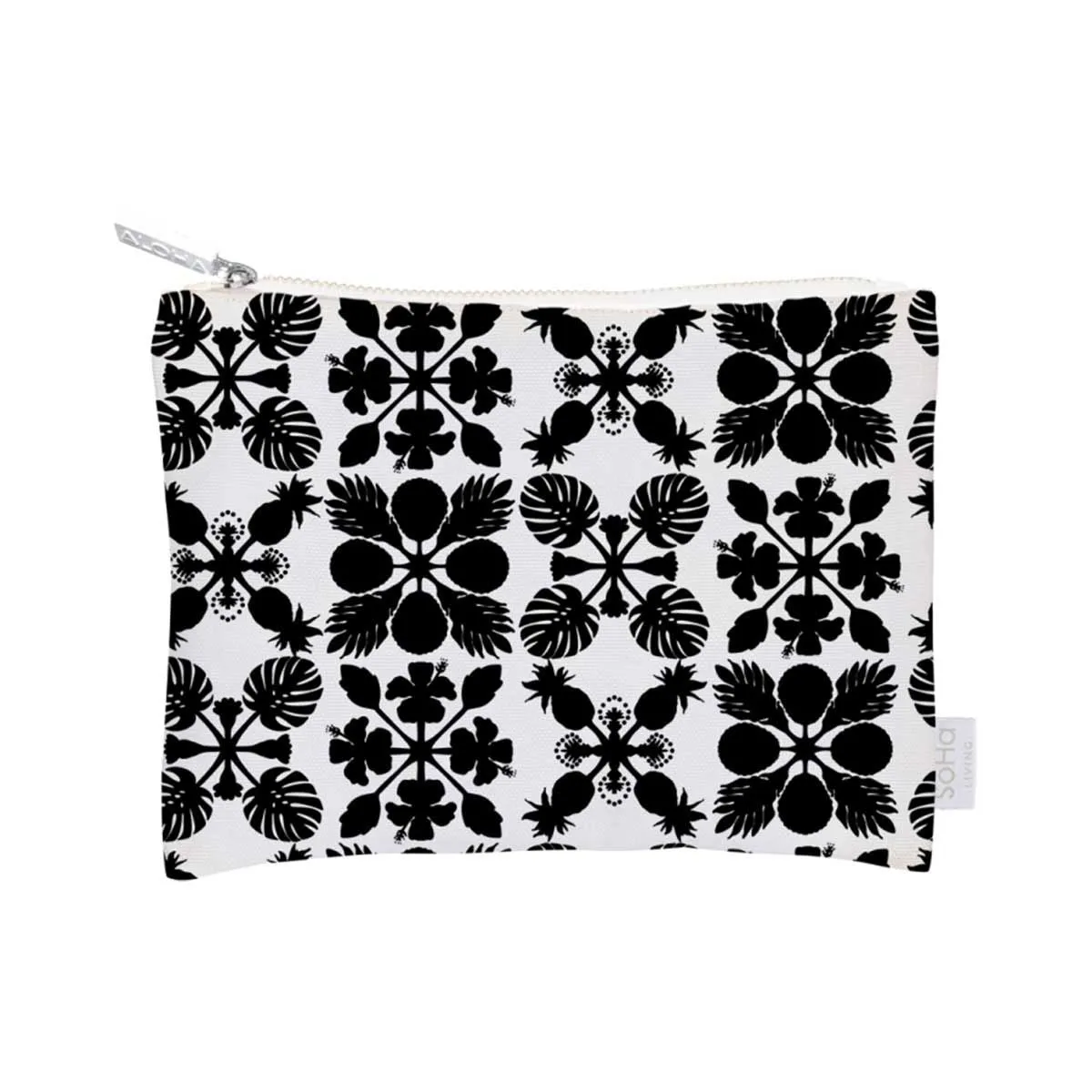 Black Hawaiian Quilt Zipper Tote