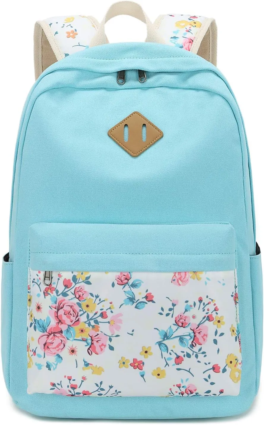 BTOOP School Backpacks for Teen Girls Bookbags Lightweight Canvas Backpack Schoolbag Set