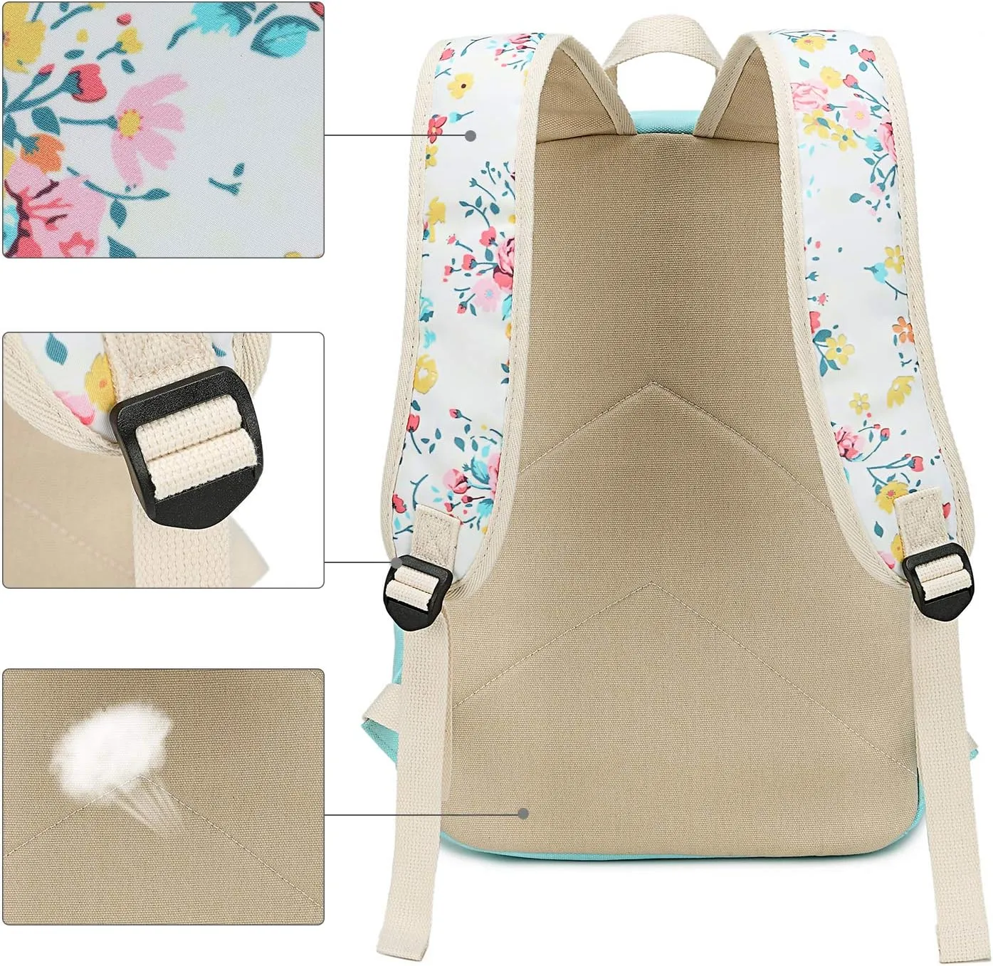 BTOOP School Backpacks for Teen Girls Bookbags Lightweight Canvas Backpack Schoolbag Set