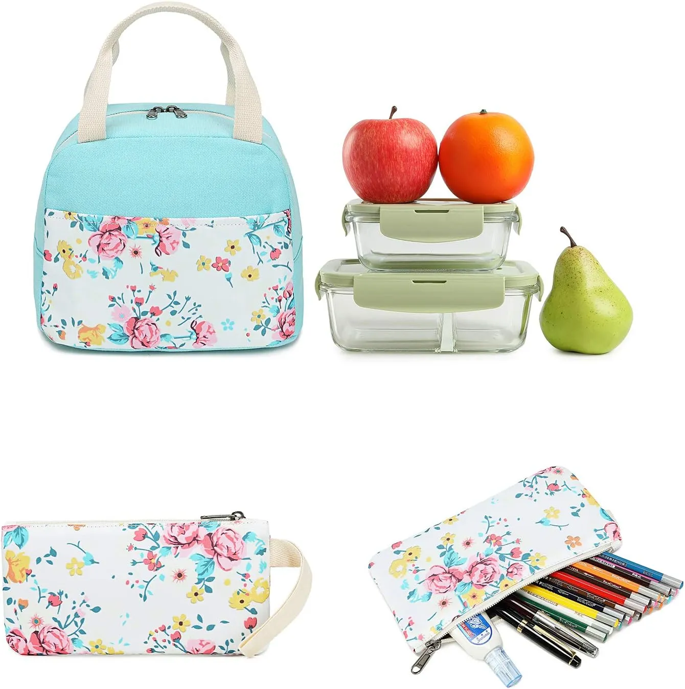 BTOOP School Backpacks for Teen Girls Bookbags Lightweight Canvas Backpack Schoolbag Set