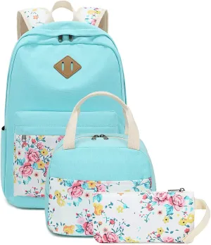 BTOOP School Backpacks for Teen Girls Bookbags Lightweight Canvas Backpack Schoolbag Set