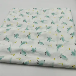 Cloud 9 Quilting Cotton, White with Turquoise Birds (WQC1963)
