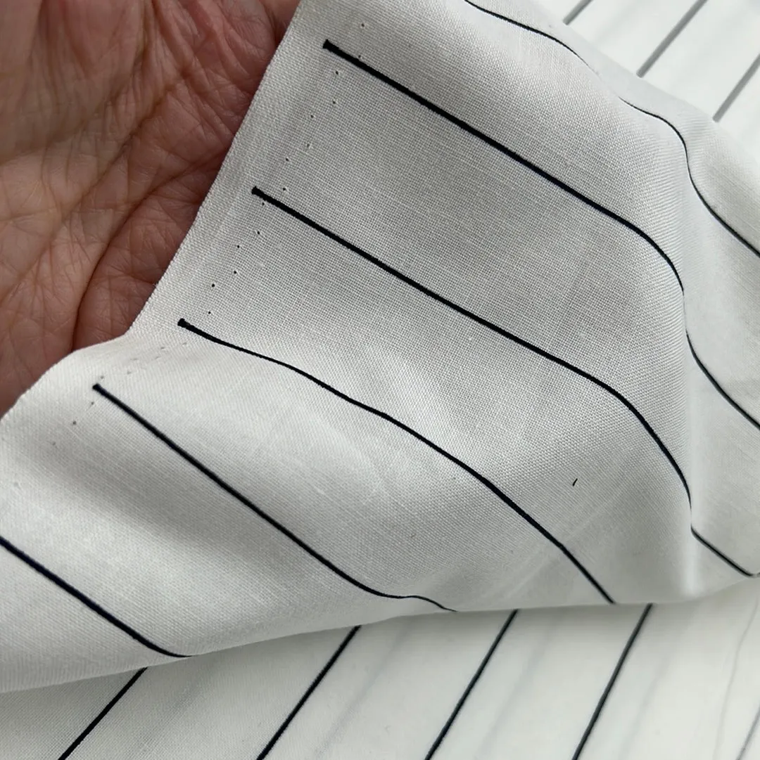 Cotton Shirting, White with Navy Stripes (WDW1731:1733)