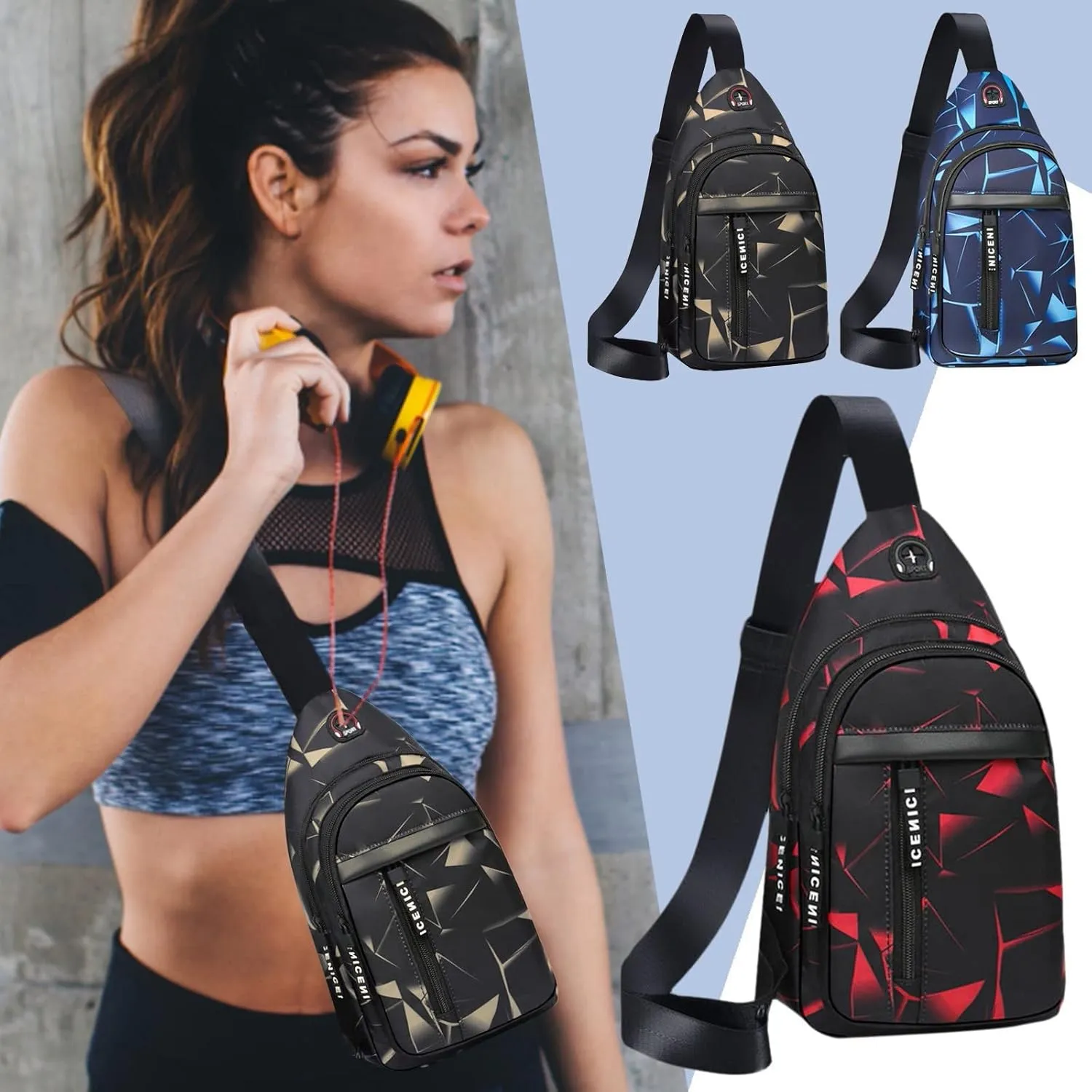 Crossbody Travel Bags Anti Theft Lightweight One Strap Sling Bag Classic Nylon Chest Bag Walking Hiking Daypack(Blue, One Size)