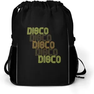 Disco Repeat Drawstring Bags Sports Gym Sackpack with Mesh Pockets Water Resistant Backpack