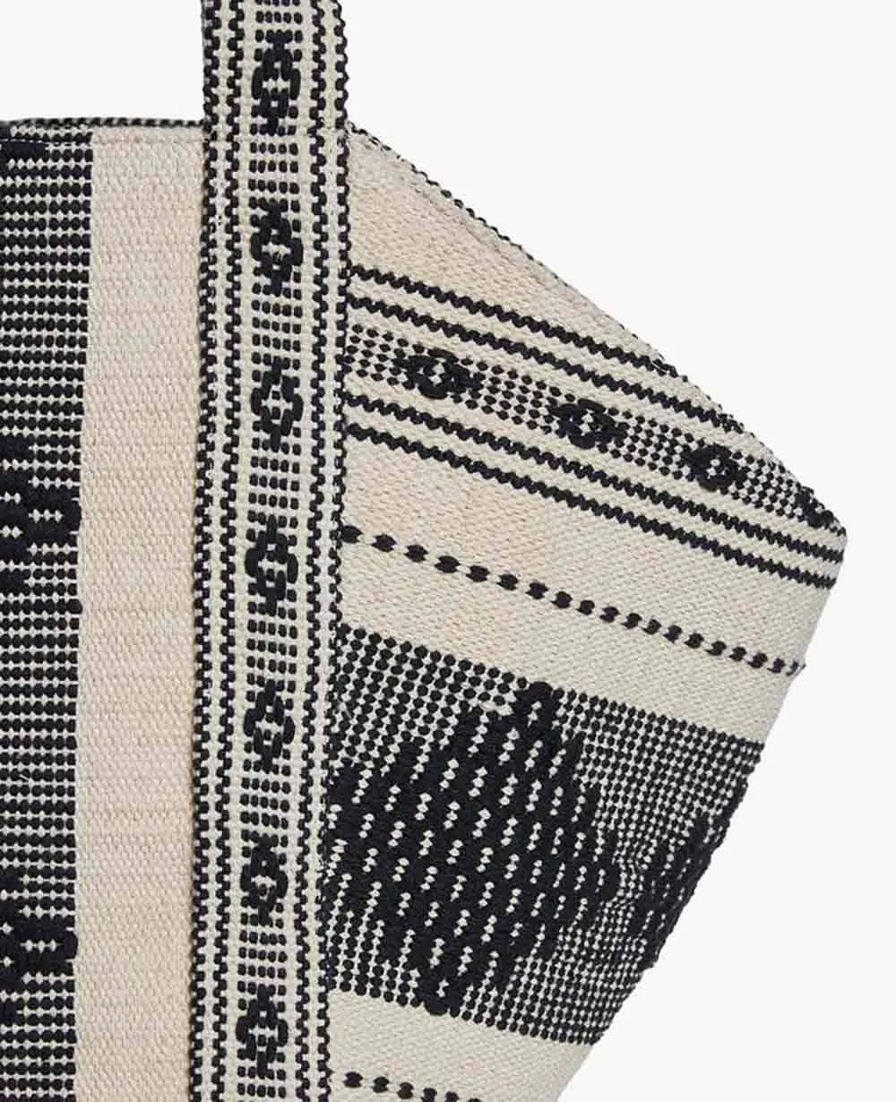 HANDMADE TOTE BAG "VIDA NOVA" - ECRU/BLACK