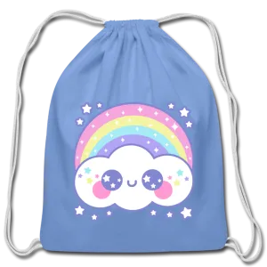 Happy Rainbow Cloud Cotton Drawstring Bag