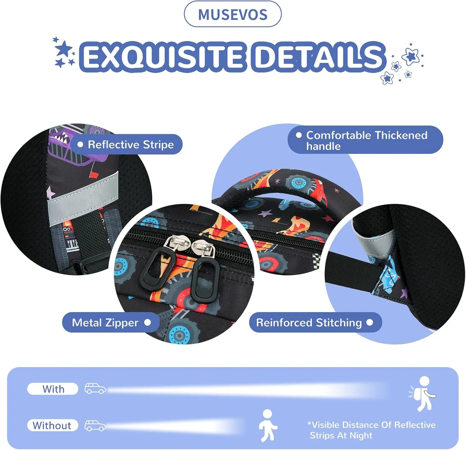 Kids Backpack, Kawaii Printed Girls Boys Bookbags for Preschool, Lightweight School Backpack for Primary and Elementary and Kindergarten, Waterproof Teen Backpacks, Black/Cars