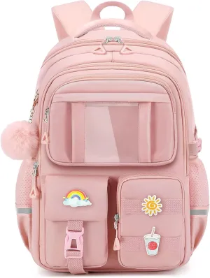 Kids Backpacks for Girls - Cute Girls Backpack for Kids Children Teens Elementary Middle School - 17″ Students Bookbag Travel Back Pack for Age 6-18