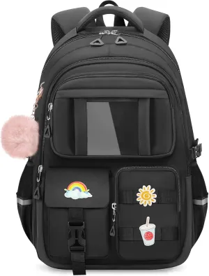 Kids Backpacks for Girls - Cute Girls Backpack for Kids Children Teens Elementary Middle School - 17″ Students Bookbag Travel Back Pack for Age 6-18