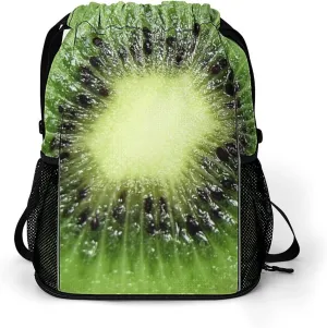 Kiwi Fruit Drawstring Bags Sports Gym Sackpack with Mesh Pockets Water Resistant Backpack
