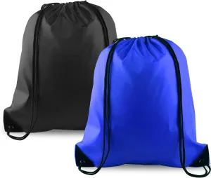 KUUQA 2 Pcs Drawstring Backpack Bags Bulk Sports Cinch Sack String Backpack Storage Bags for Gym Traveling（Black, Blue）