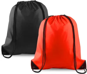 KUUQA 2 Pcs Drawstring Backpack Bags Bulk Sports Cinch Sack String Backpack Storage Bags for Gym Traveling（Black, Red）