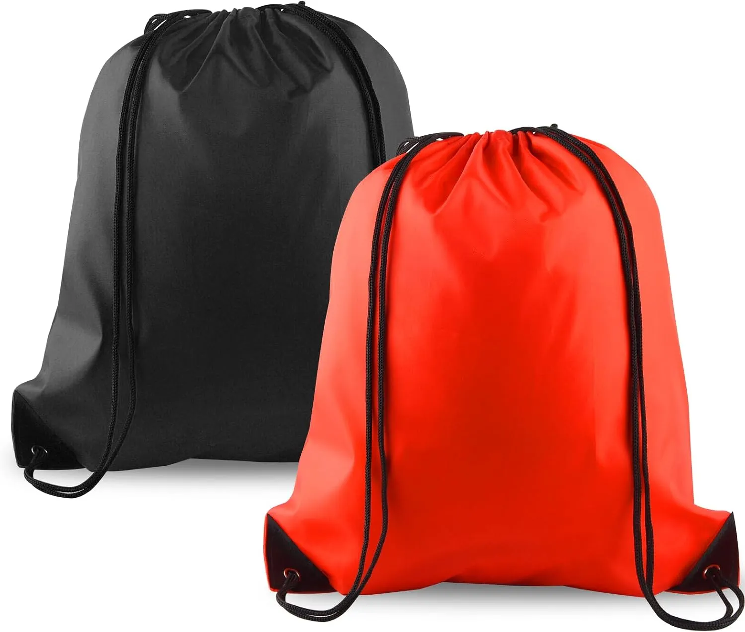 KUUQA 2 Pcs Drawstring Backpack Bags Bulk Sports Cinch Sack String Backpack Storage Bags for Gym Traveling（Black, Red）