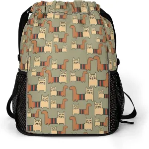 Lovely Cats Drawstring Bags Sports Gym Sackpack with Mesh Pockets Water Resistant Backpack