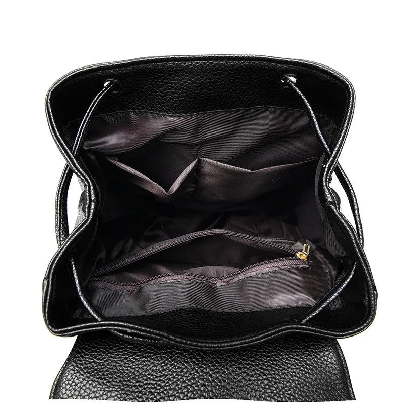 Mini Black Leather Backpack School Bags For Teenagers Girls 2016 Bagpack Women Mochilas Escolares Adolescentes Femininas