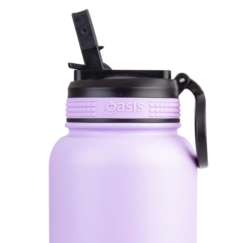 Oasis 1.1L Insulated Challenger Water Bottle with Straw Lavender