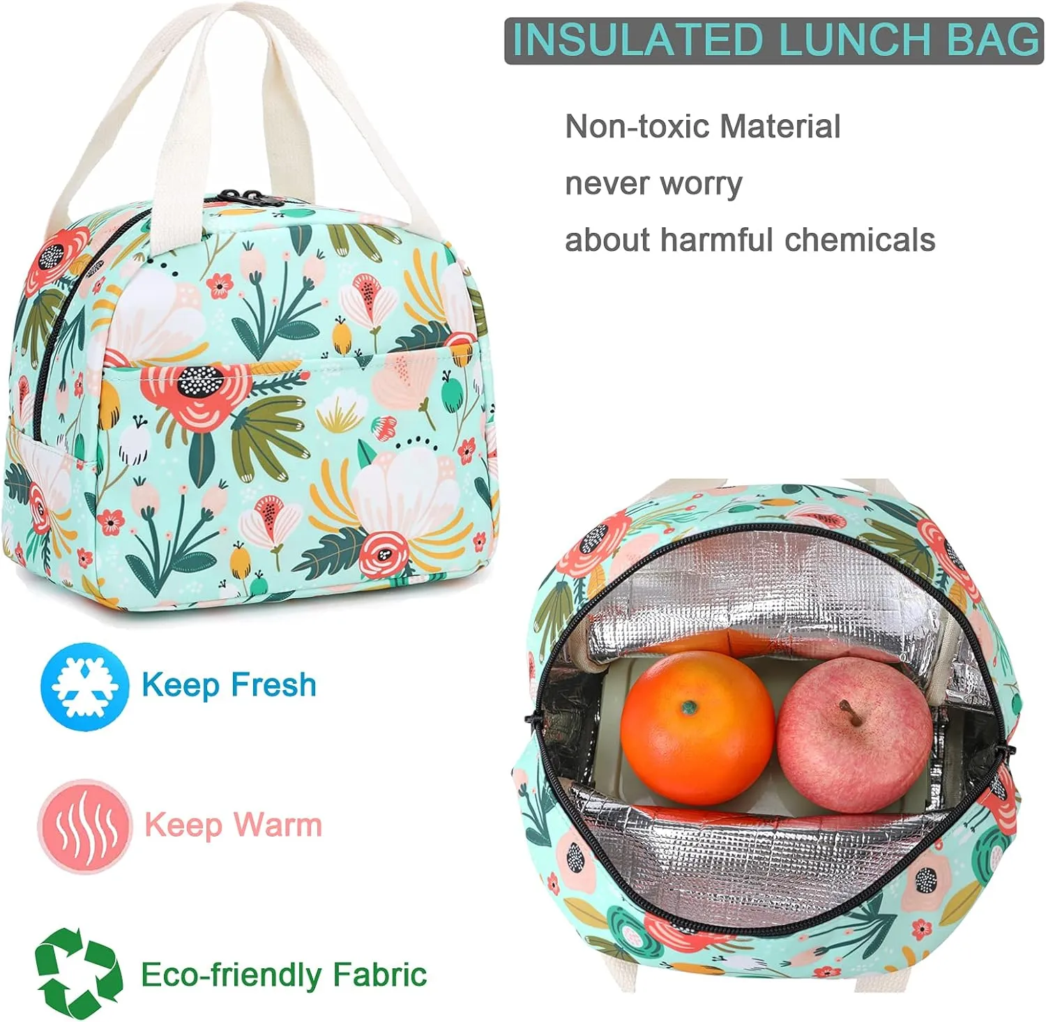 Octsky Kids Backpack for Girls Teens Elementary Middle School Bookbags Childs Back to School Bag with Lunch Box, Light green/Multi, One Size