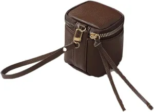 PU Leather Coin Purse Pouch,Lipstick Storage Bag Zipper Pocket Size Pouch Change Wallet Women Mini Bucket Bag Coin Purse Card Holder(Coffee)