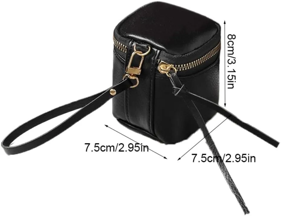 PU Leather Coin Purse Pouch,Lipstick Storage Bag Zipper Pocket Size Pouch Change Wallet Women Mini Bucket Bag Coin Purse Card Holder(Coffee)