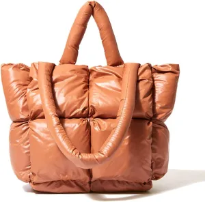 Puffer Shoulder Bag, Luxury Quilted Cotton Padded Tote Bag for Women, Winter Puffer Tote Bag Nylon Pillow Handbag Shopper Bag