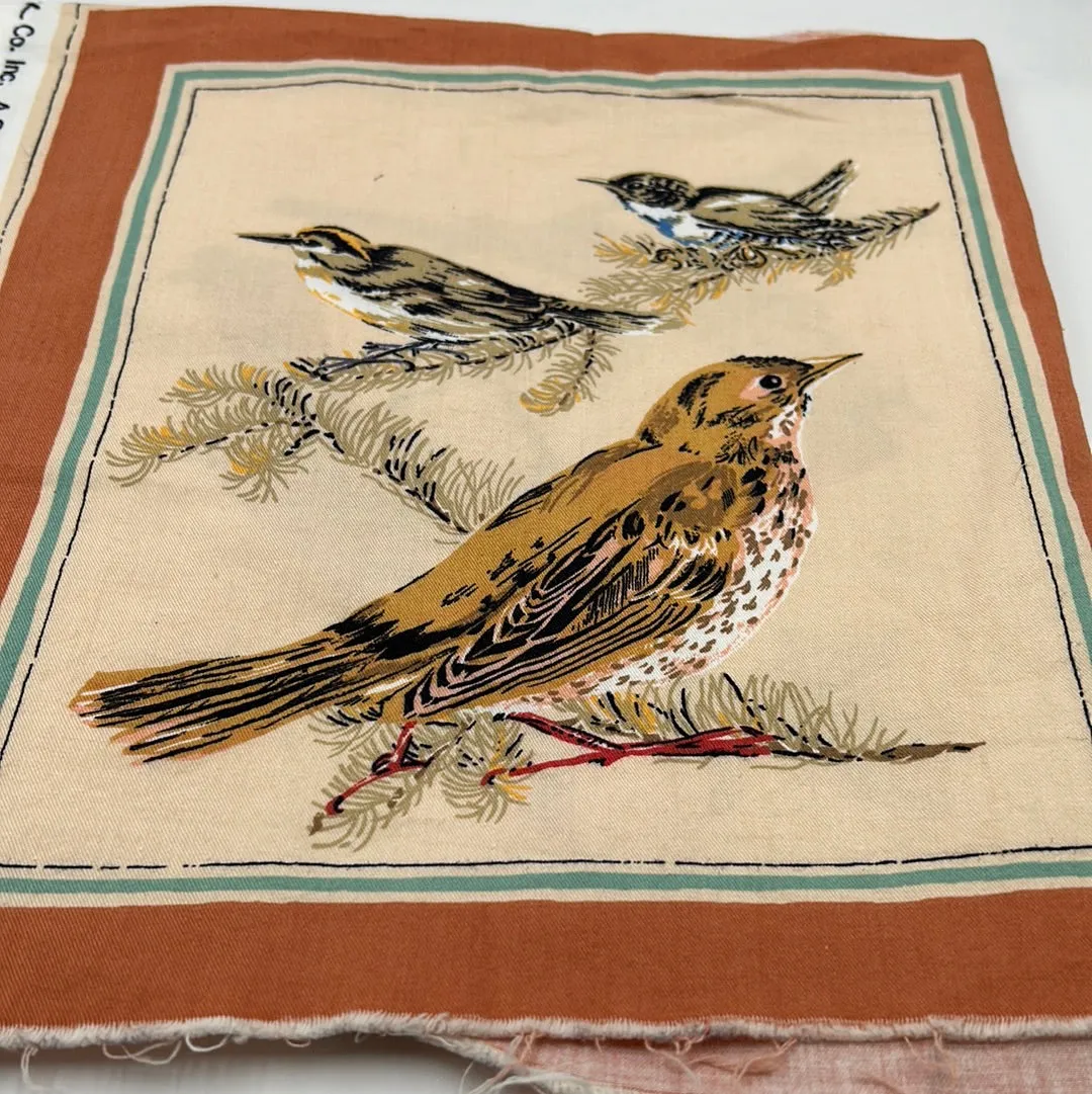 Quilting Cotton Panel, Coral & Cream Birds (WQC1958)