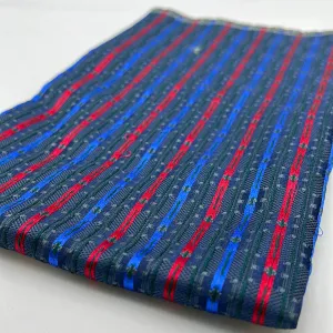 Silk Tie Fabric, Blue & Red Stripe (WXX0079)
