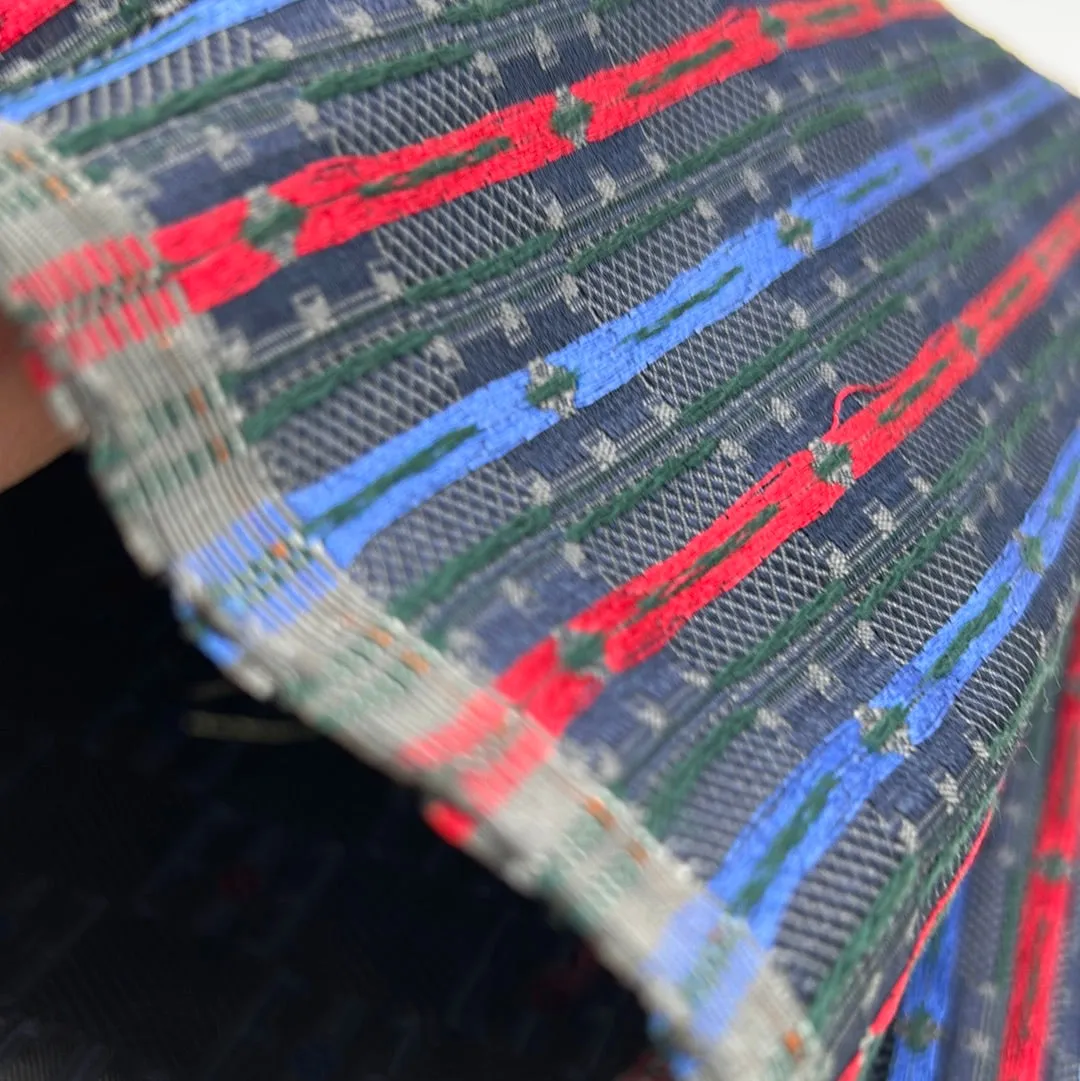 Silk Tie Fabric, Blue & Red Stripe (WXX0079)