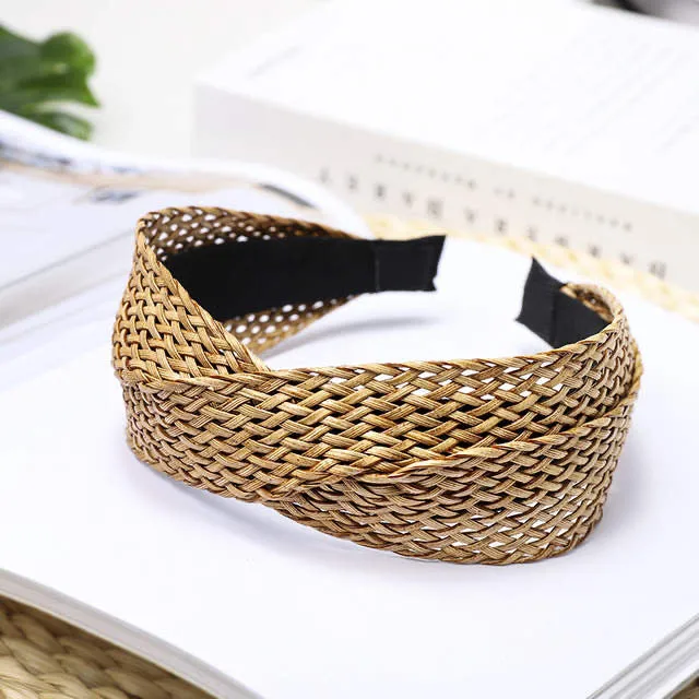 Woven Natural Rattan Headband Style 1 - Natural